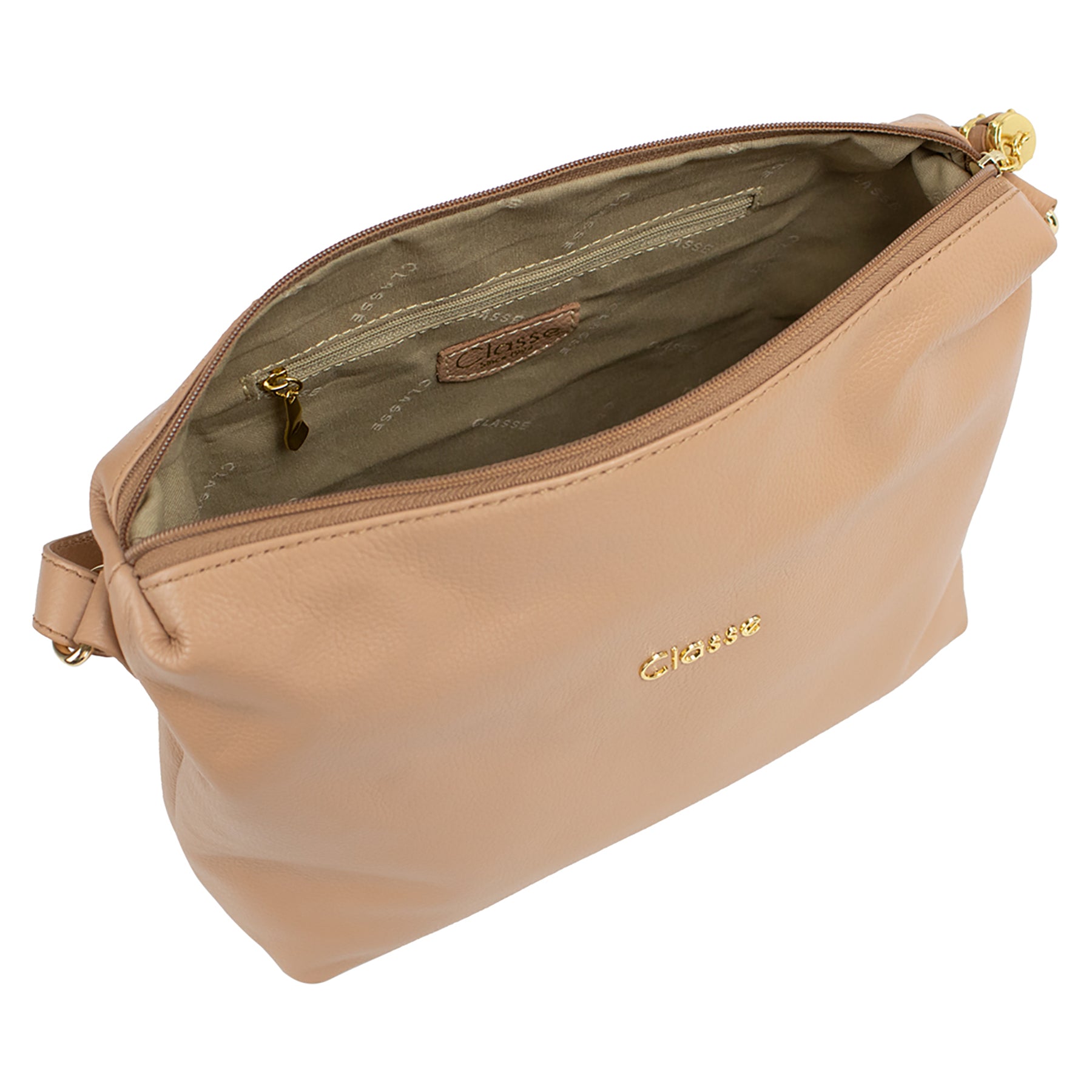 Bolsa Crossbody de Couro Liso - Tan