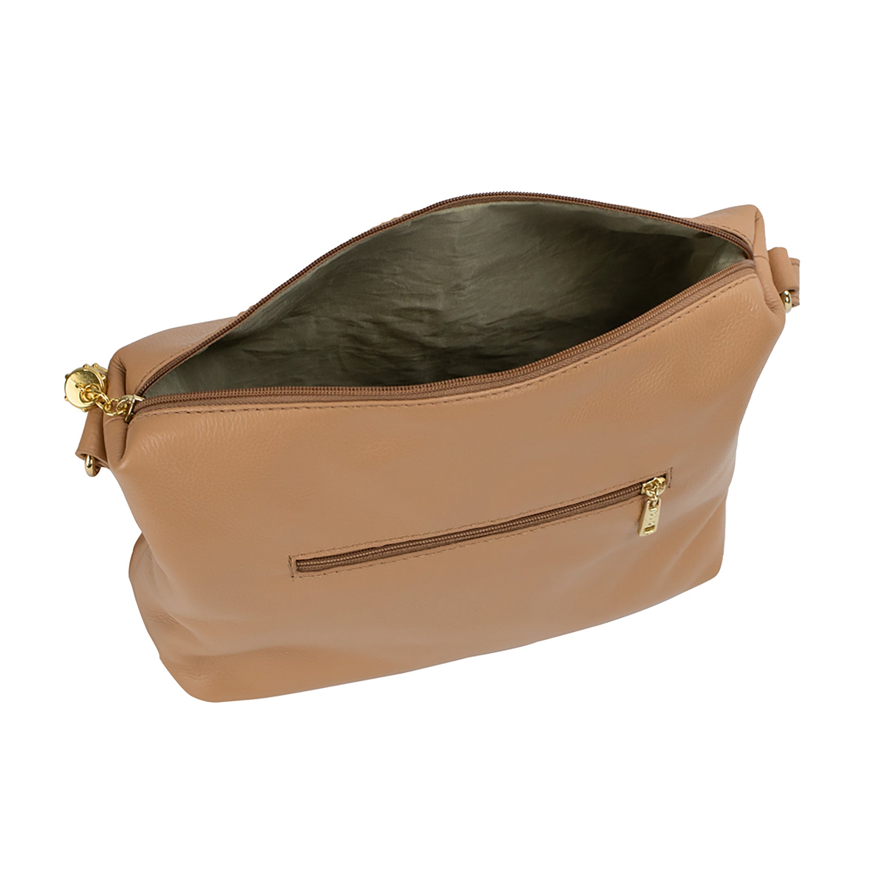 Bolsa Crossbody de Couro Liso - Tan
