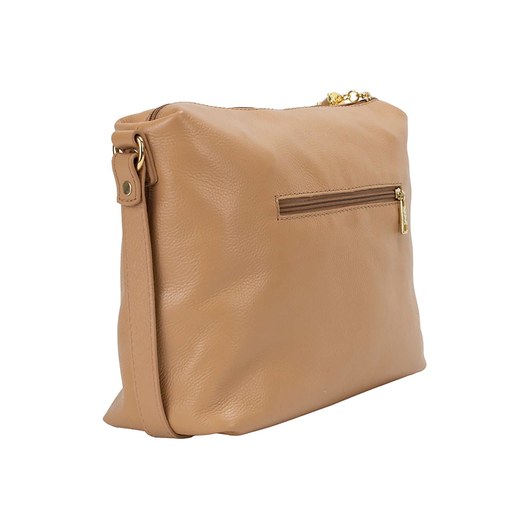 Bolsa Crossbody de Couro Liso - Tan