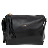Bolsa Crossbody de Couro Liso - Preto