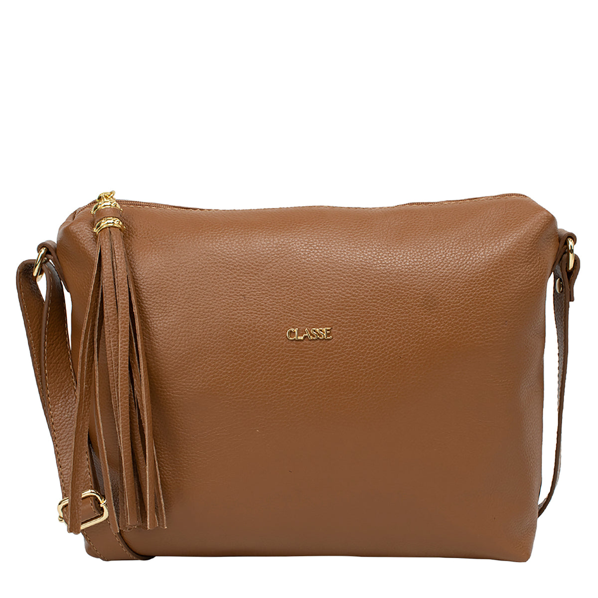 Bolsa Crossbody de Couro Liso - Média