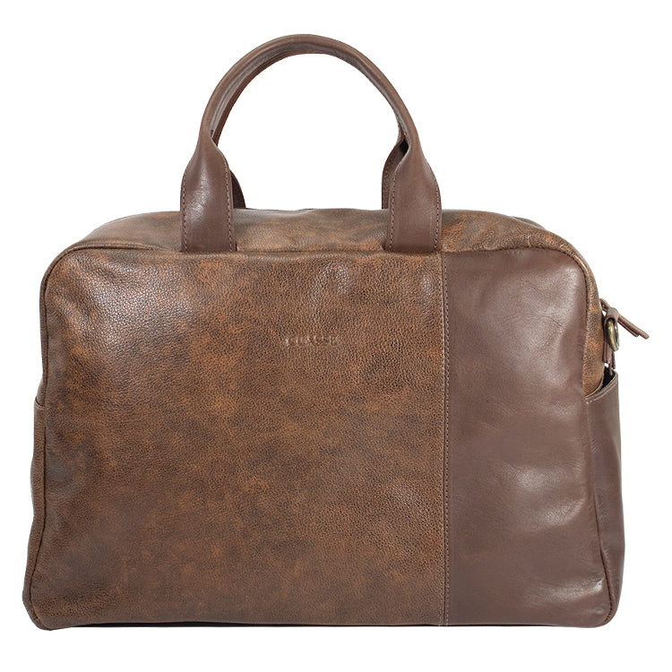 Mala de Couro Grande Masculina Castanho/Marrom