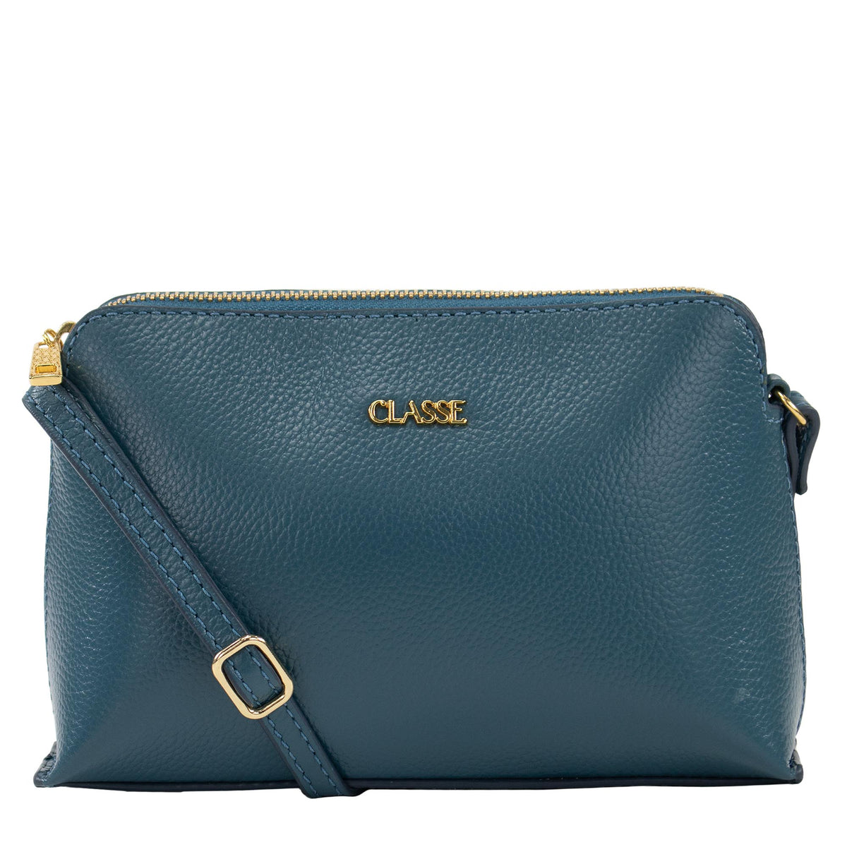 Bolsa Crossbody de Couro Bowling - Floater Azul Esmeral