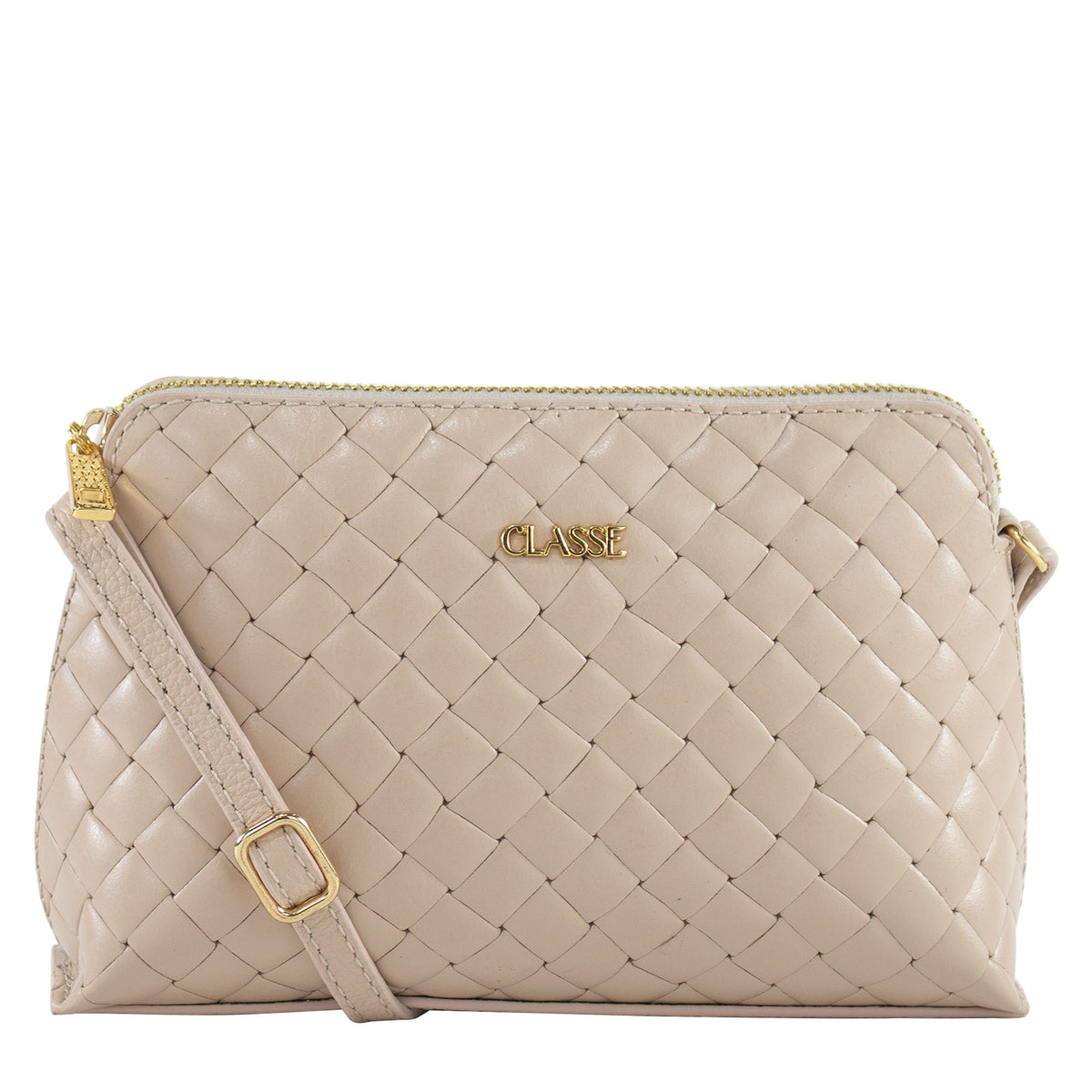 Bolsa Crossbody de Couro Veka - Tramado Creme