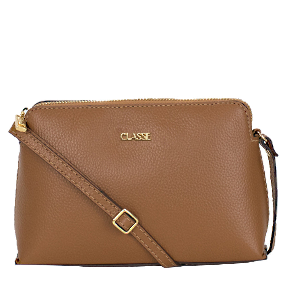 Bolsa Crossbody de Couro Transversal Veka - Nocciola