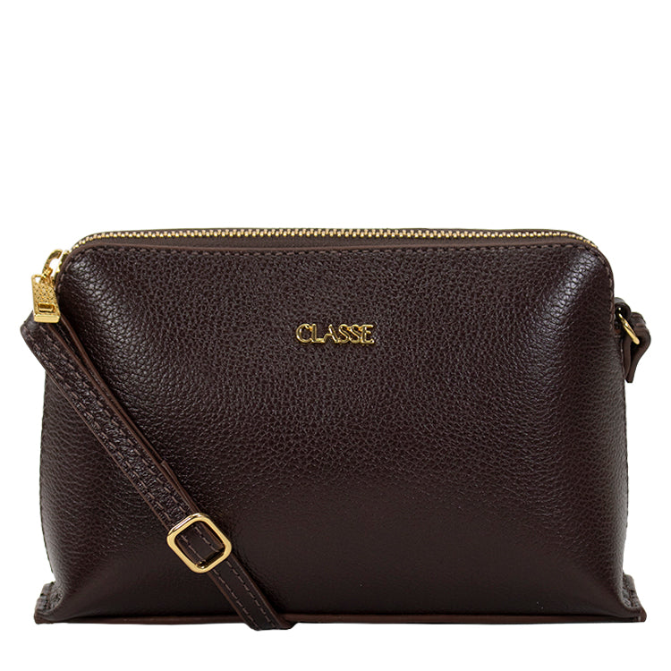 Bolsa Crossbody de Couro Bowling - Chocolate