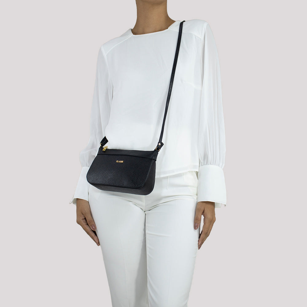 Bolsa Crossbody de Couro Preta Dani