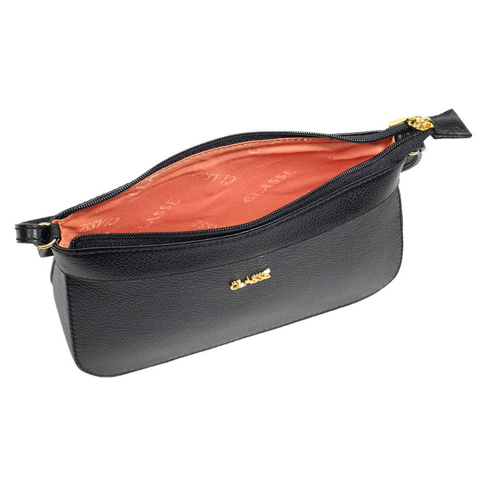 Bolsa Crossbody de Couro Preta Dani