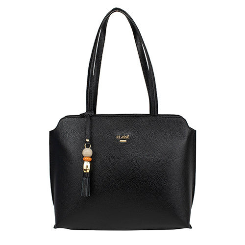 Bolsa de Couro Shopping Bag Ivana - Preto