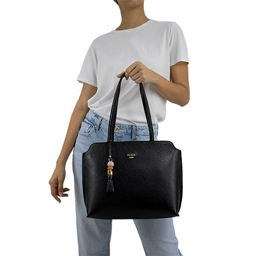Bolsa de Couro Shopping Bag Ivana - Preto