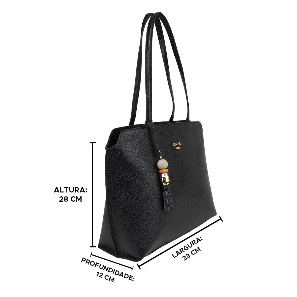 Bolsa de Couro Shopping Bag Ivana - Preto