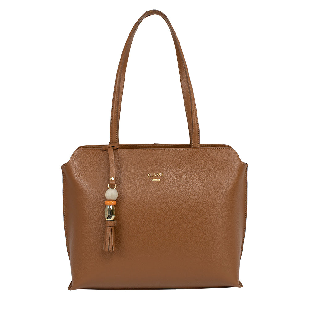 Bolsa de Couro Shopping Bag Ivana - Nocciola