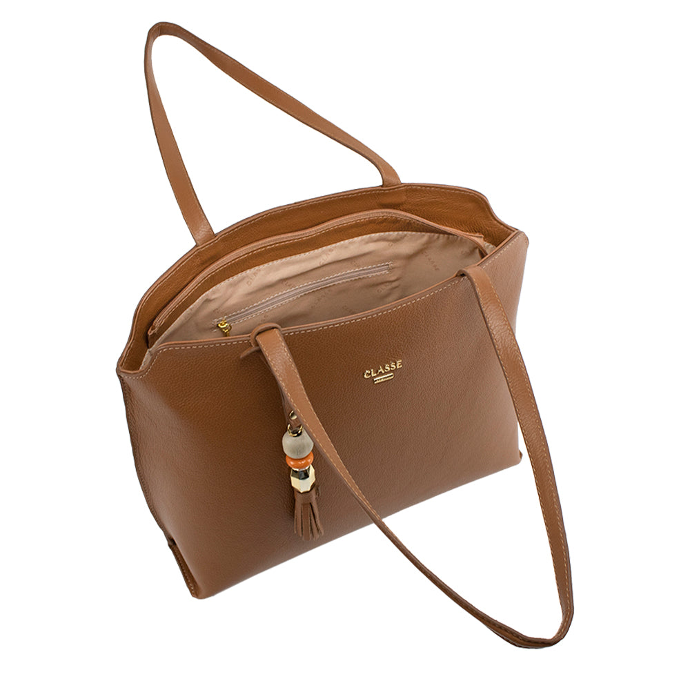Bolsa de Couro Shopping Bag Ivana - Nocciola