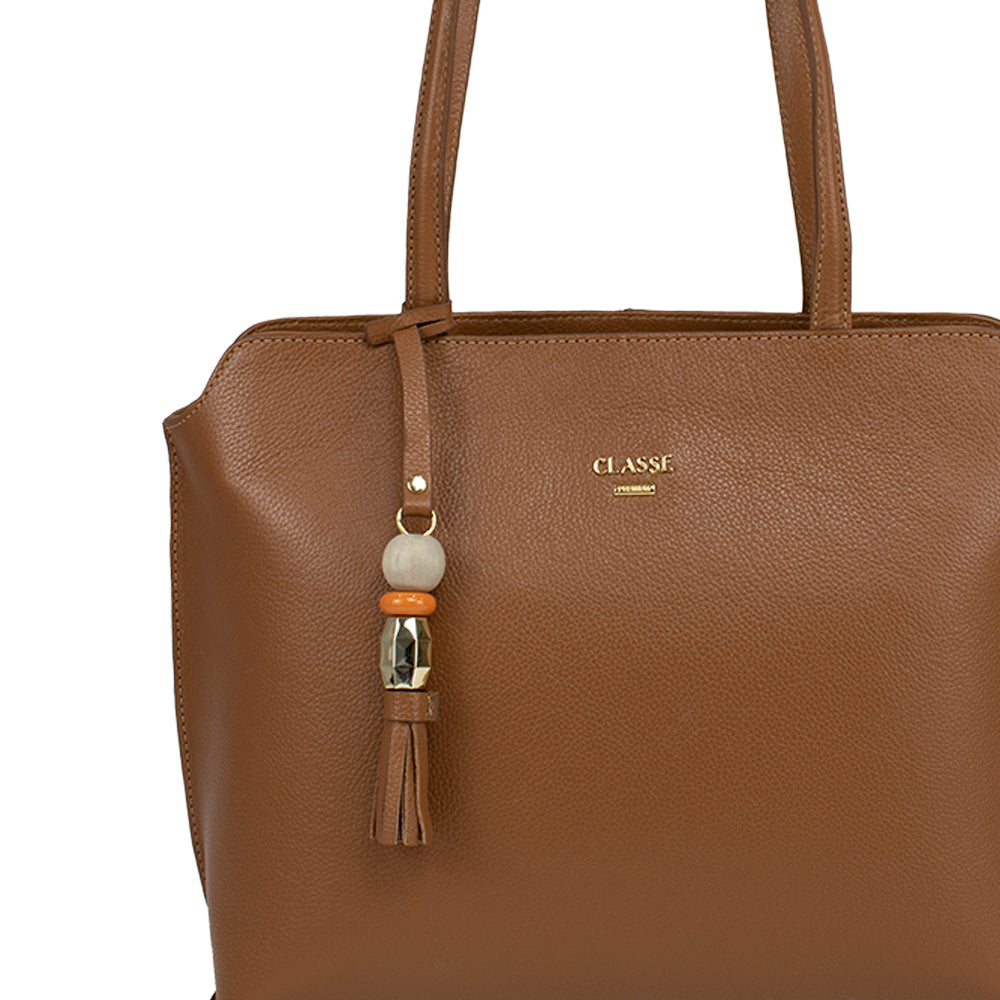 Bolsa de Couro Shopping Bag Ivana - Nocciola