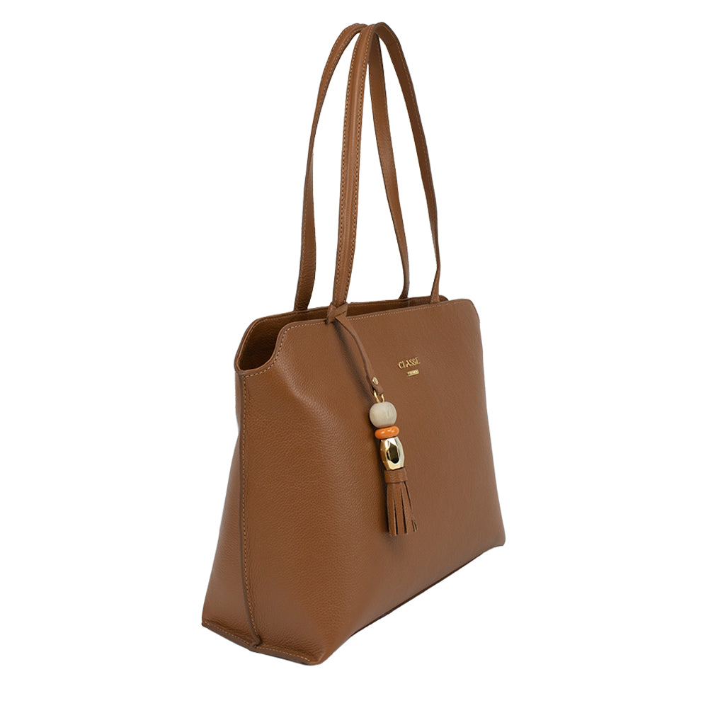 Bolsa de Couro Shopping Bag Ivana - Nocciola
