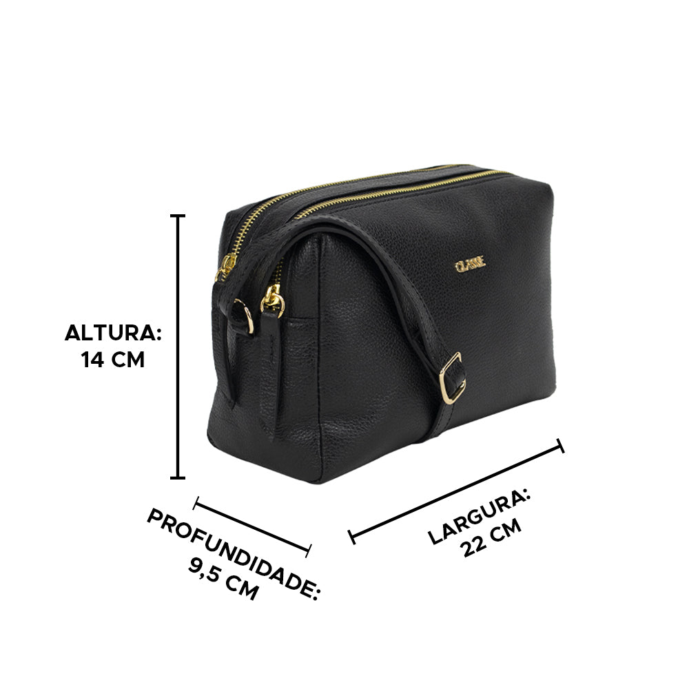 Bolsa Crossbody de Couro Jade - Preta