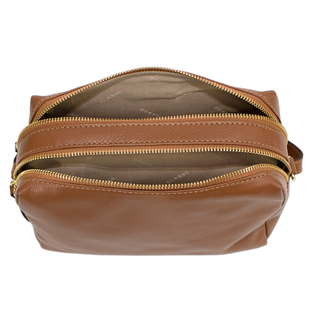 Bolsa Crossbody de Couro Jade - Nocciola