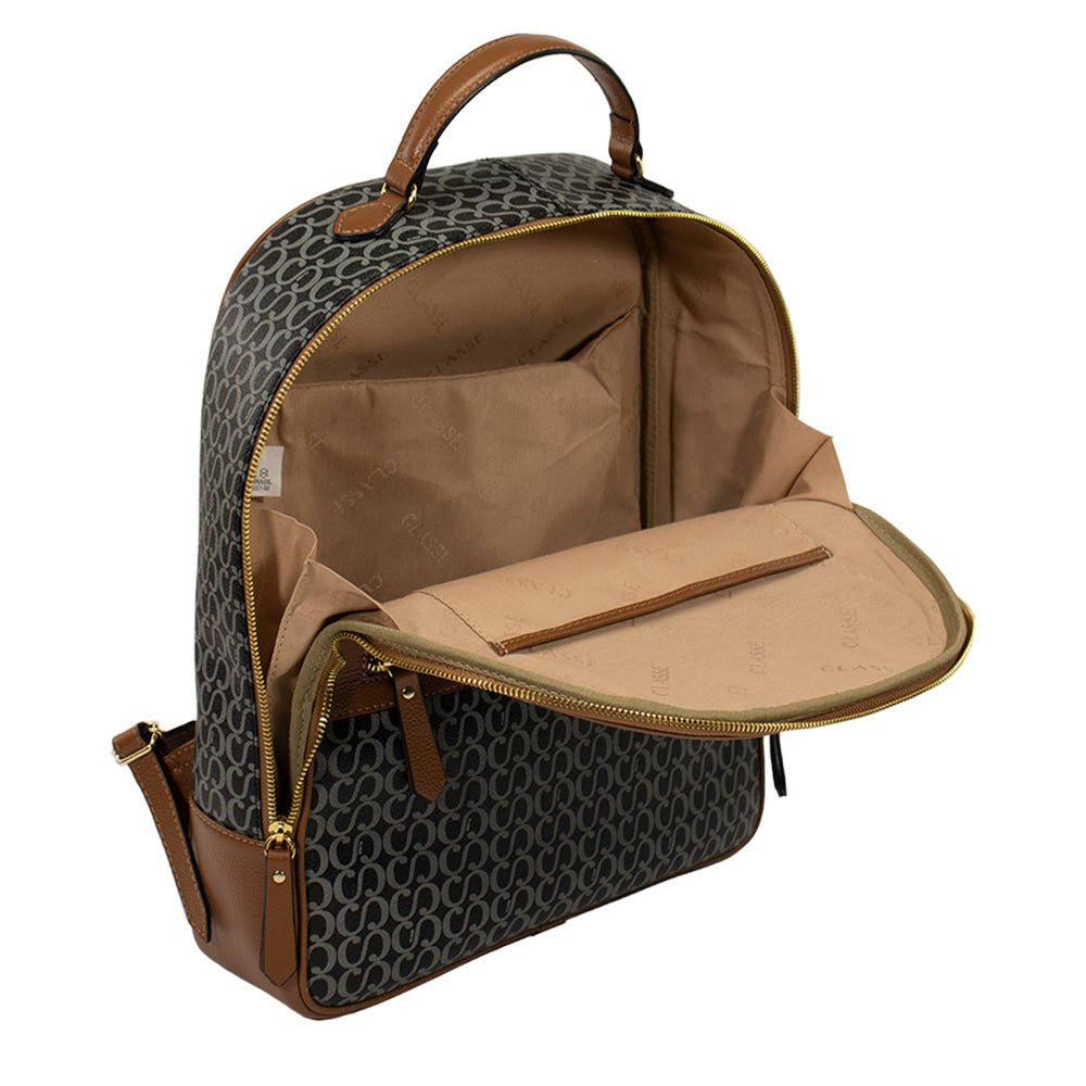 Mochila Feminina Canvas - Preto/Nocciola