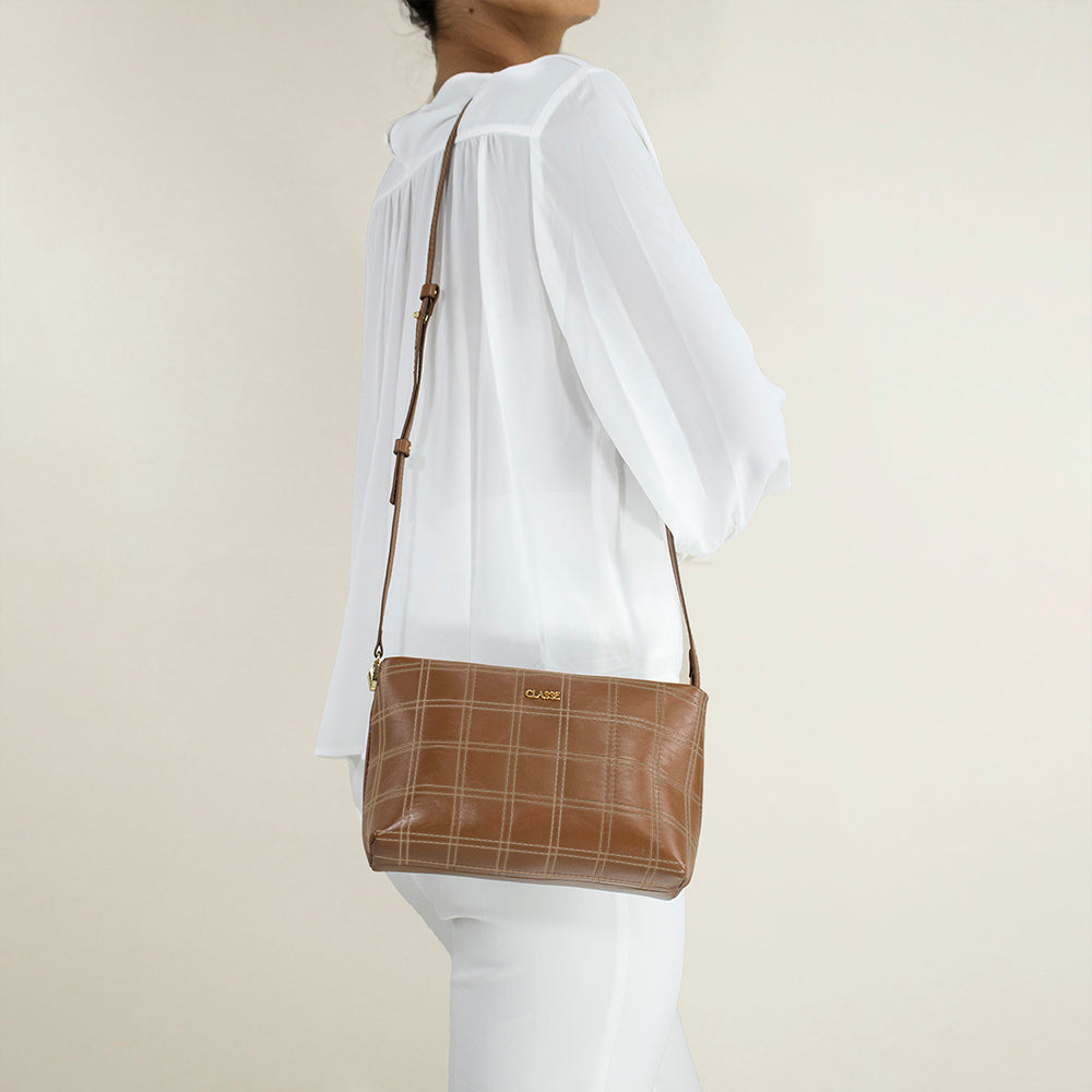 Bolsa Crossbody de Couro Alana Nocciola