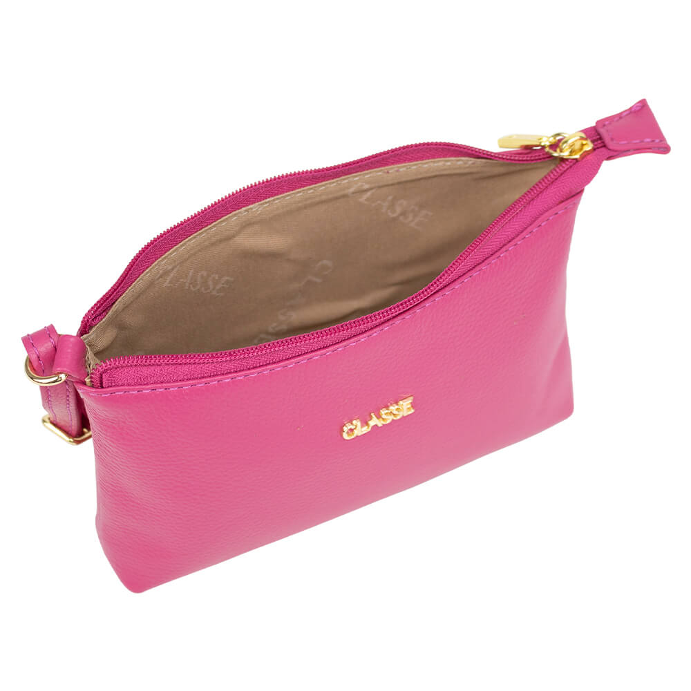 Bolsa de Couro Crossbody Mini Lili - Magenta
