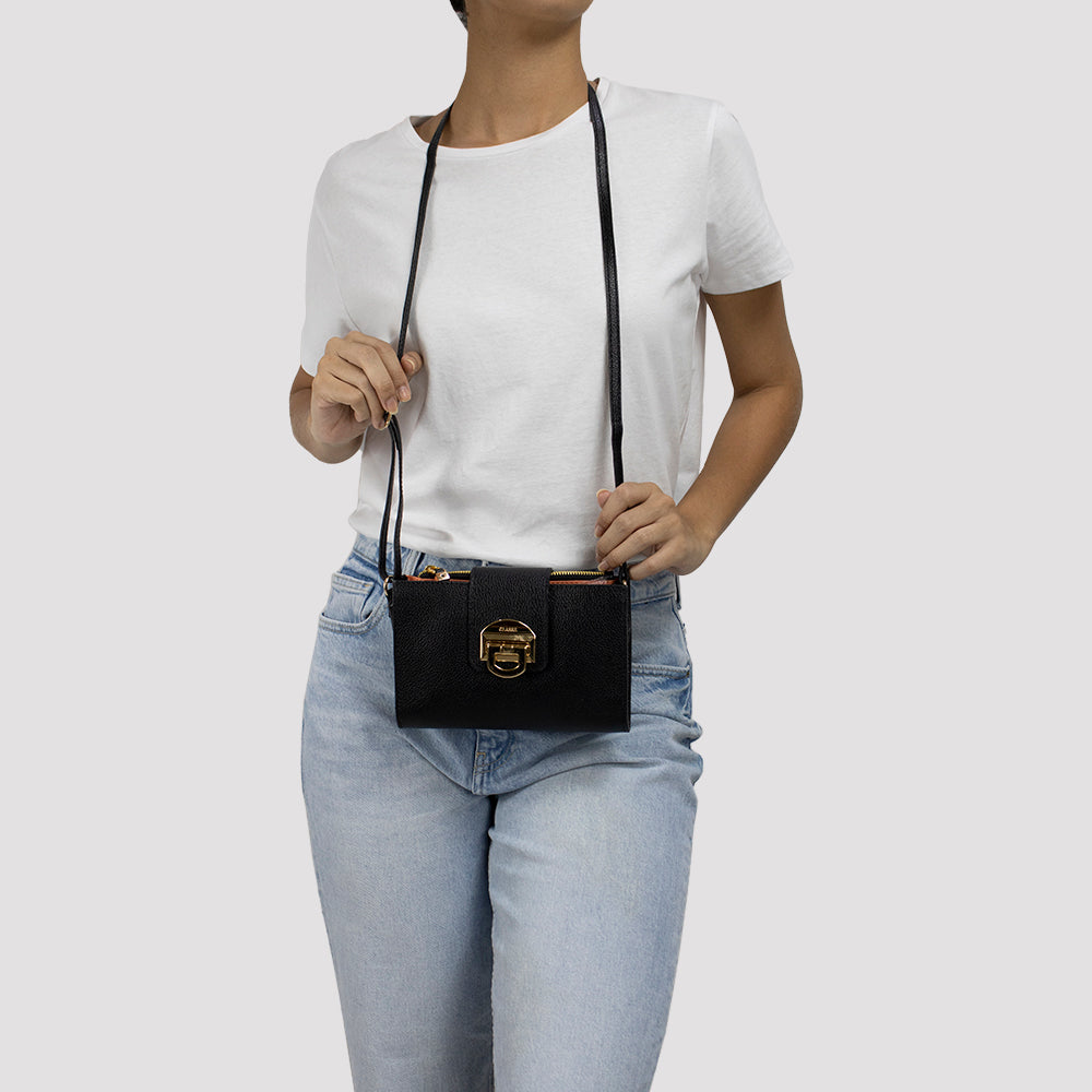 Bolsa Crossbody Preta de Couro - Mille