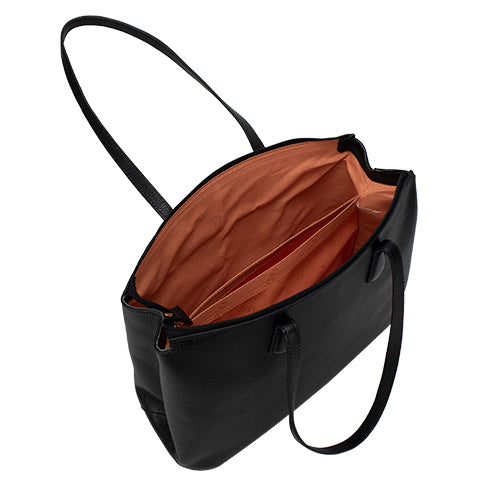 Bolsa Shopping Bag de Couro Preta Dani