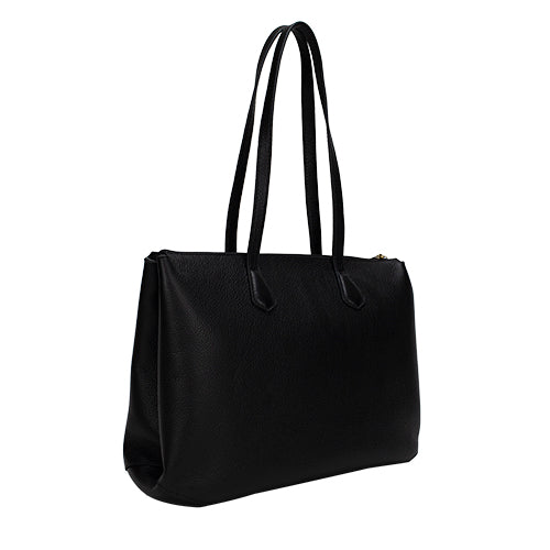 Bolsa Shopping Bag de Couro Preta Dani