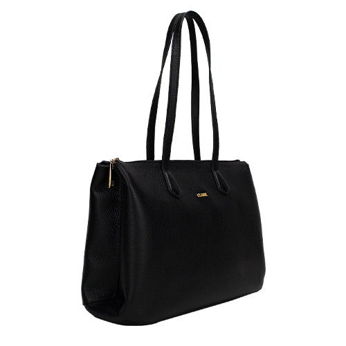 Bolsa Shopping Bag de Couro Preta Dani