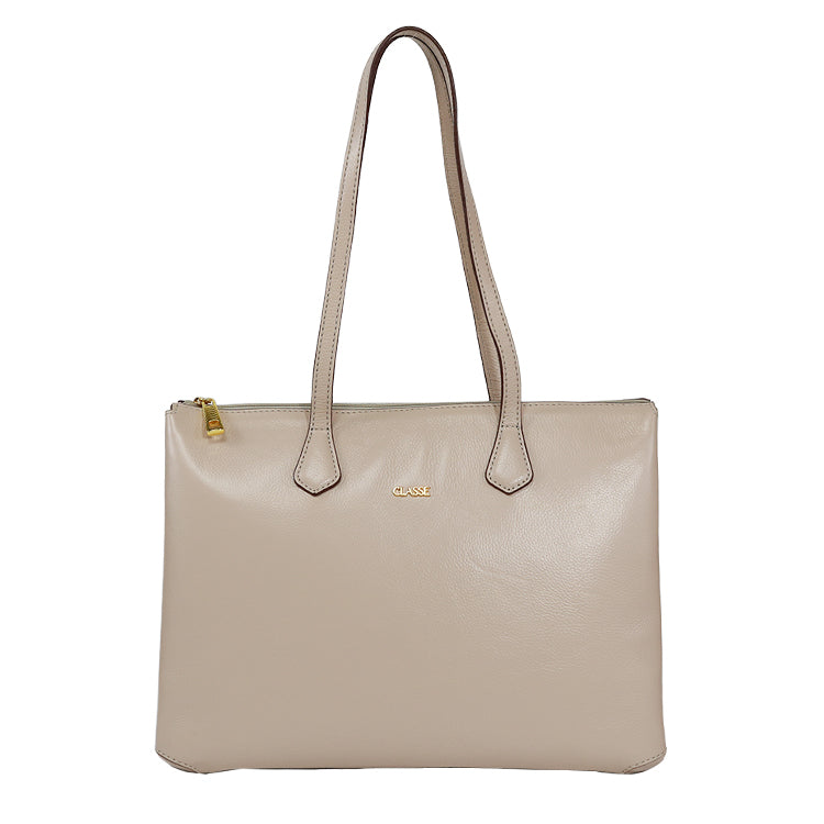 Bolsa Shopping Bag de Couro Creme Dani