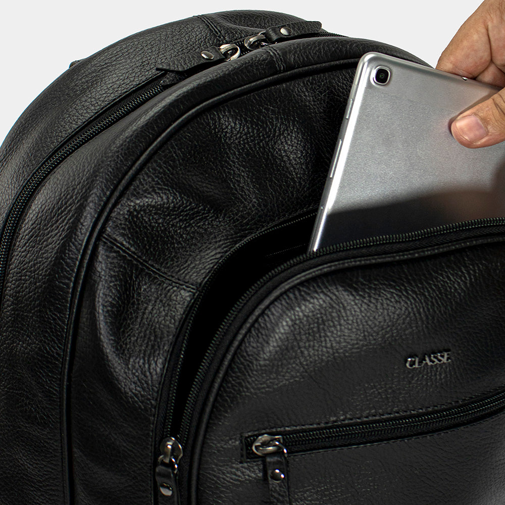 Mochila de Couro Masculina Urbana - Preto