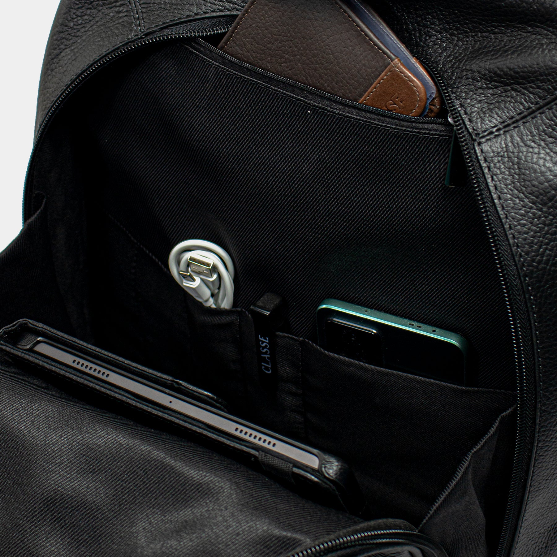 Mochila de Couro Masculina Urbana - Preto