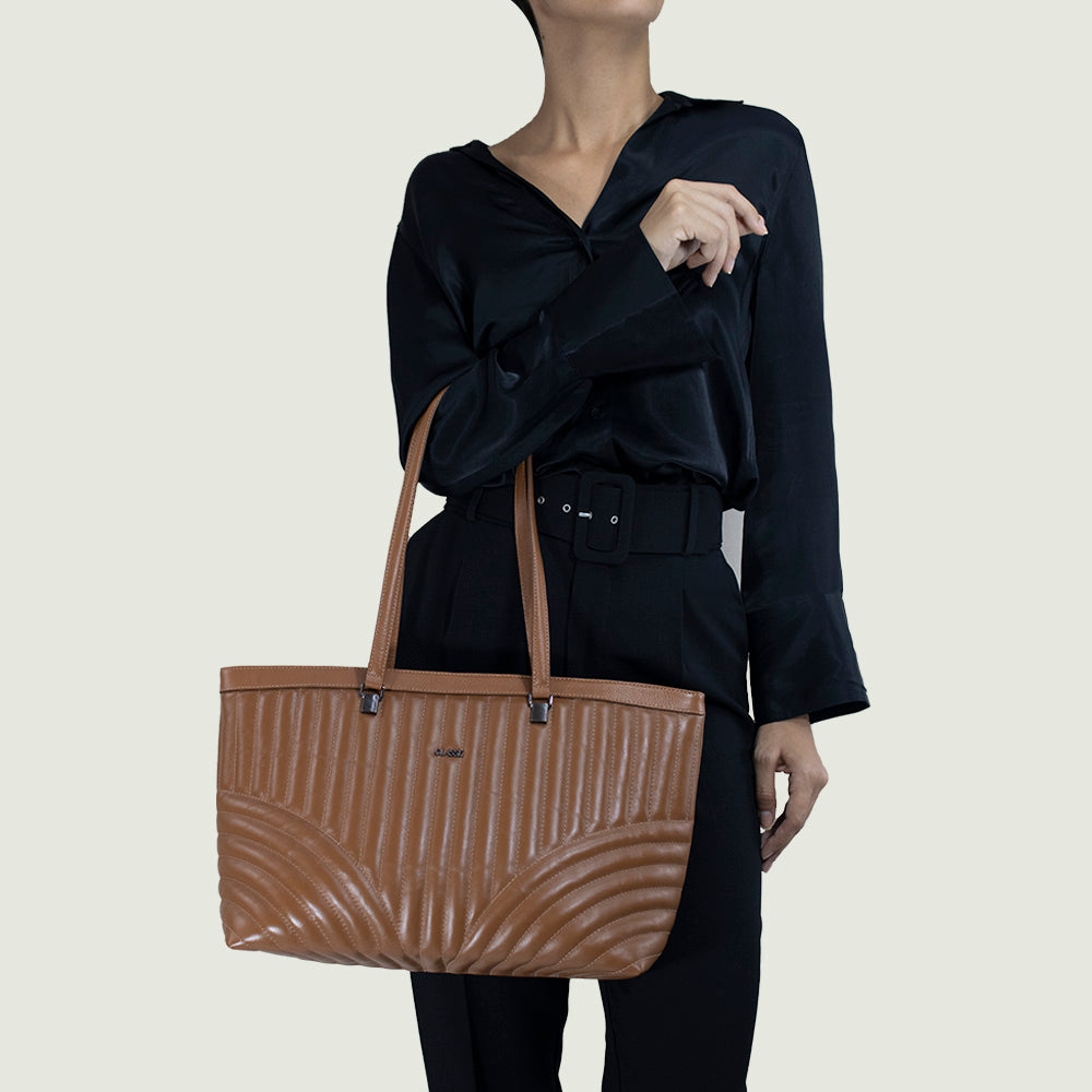 Bolsa de Couro Shopping Bag Eva - Nocciola