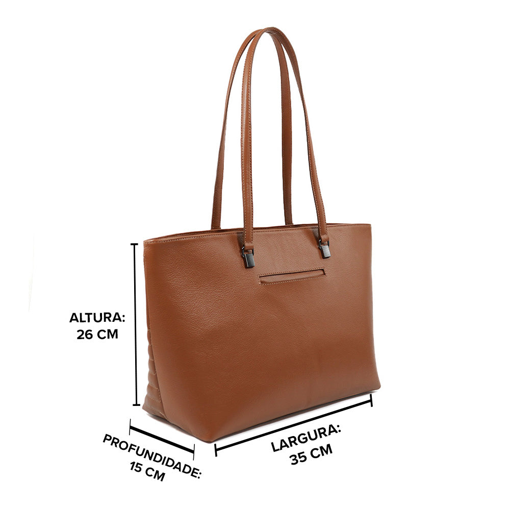 Bolsa de Couro Shopping Bag Eva - Nocciola
