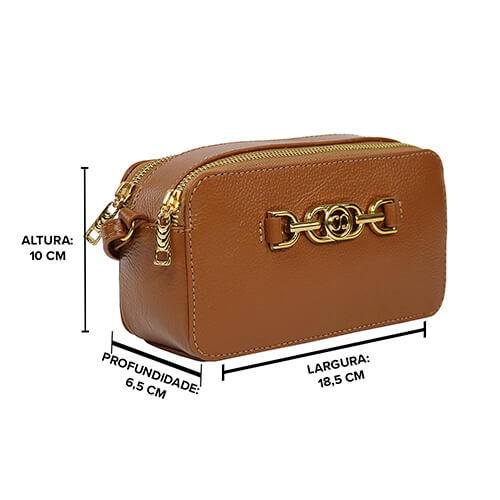 Bolsa Camera Bag de Couro Sienna - Nocciola