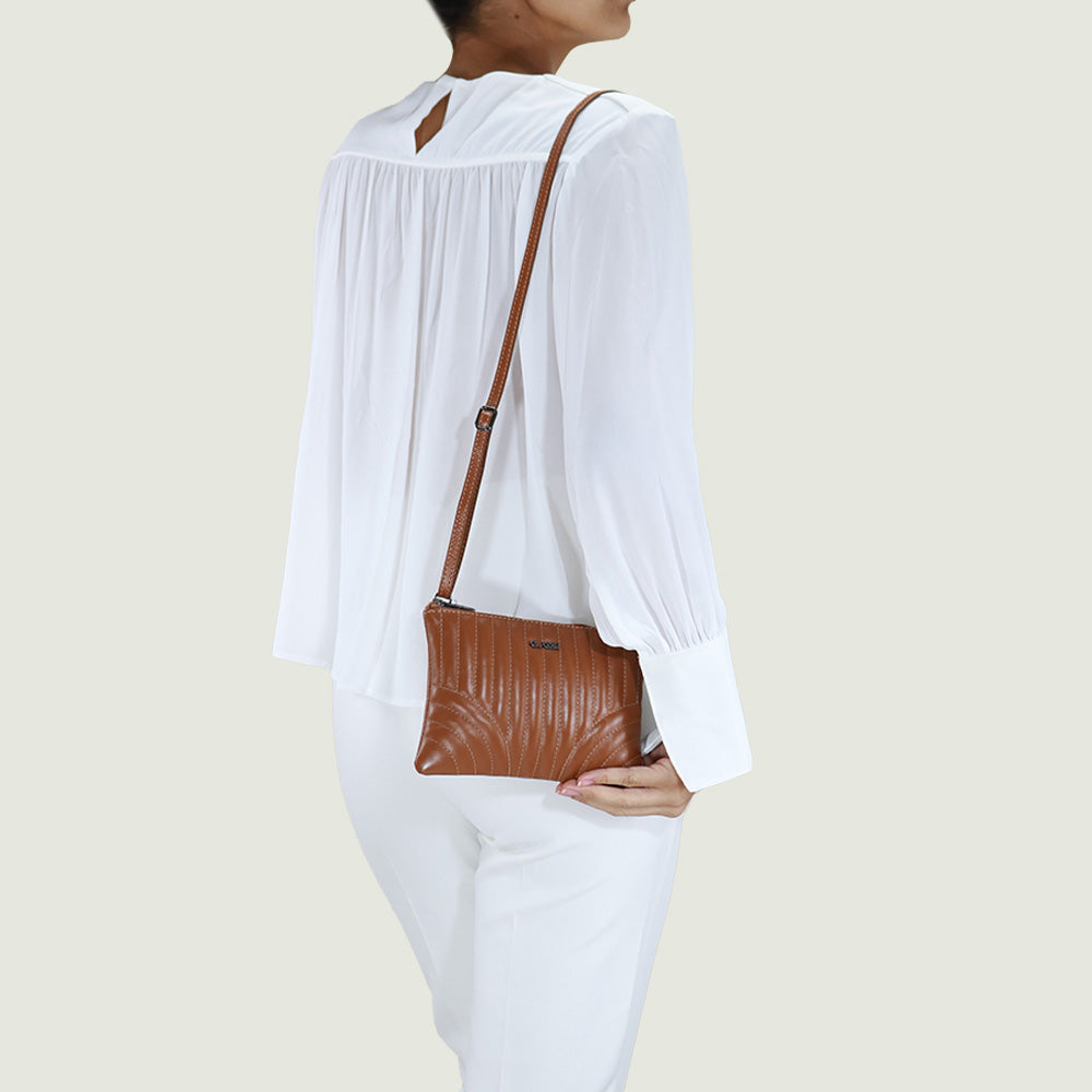 Bolsa de Couro Crossbody Eva - Metal Preto