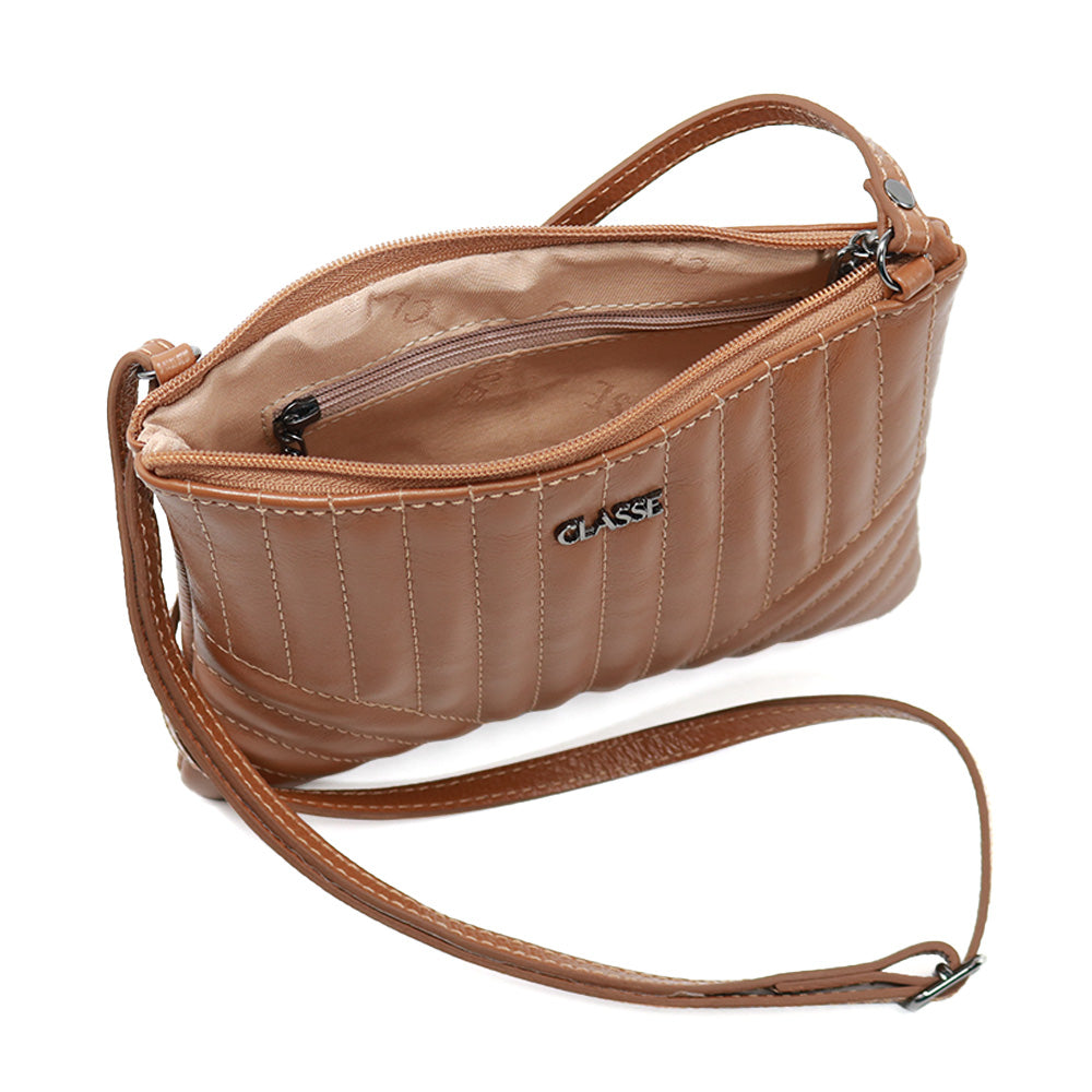 Bolsa de Couro Crossbody Eva - Metal Preto