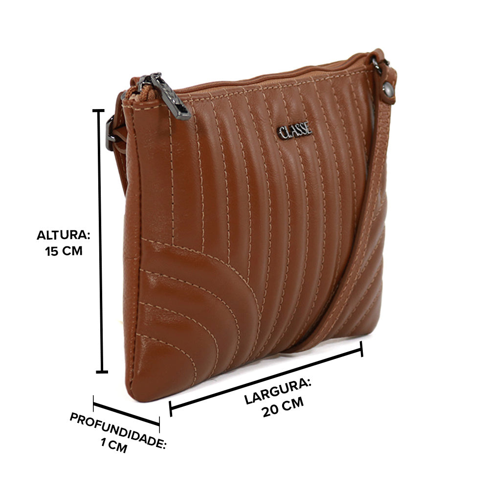 Bolsa de Couro Crossbody Eva - Metal Preto
