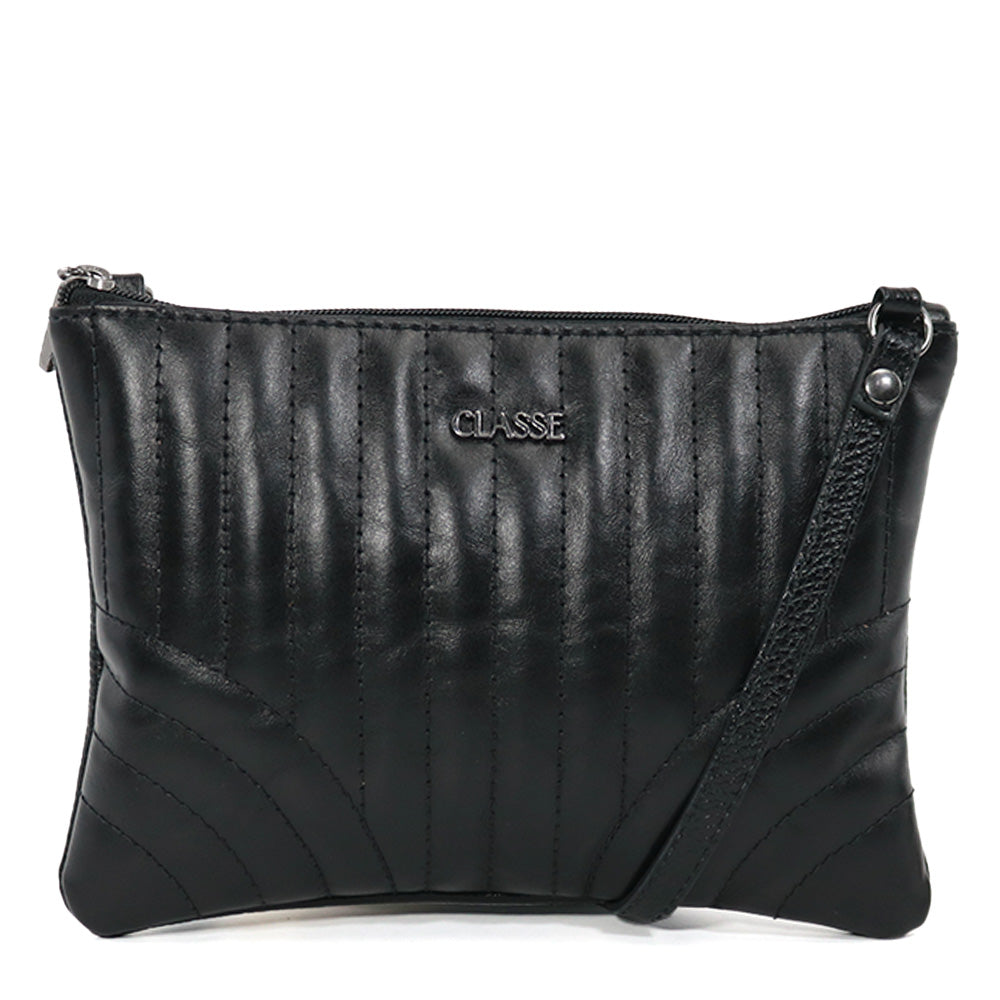 Bolsa de Couro Crossbody Eva - Metal Preto