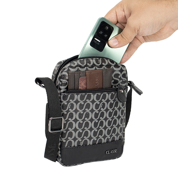 Shoulder Bag Masculina Canvas - Preto
