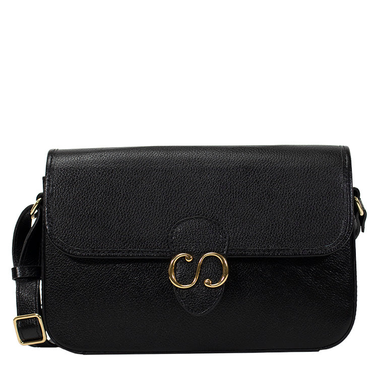 Combo: 01 Bolsa de Couro Tiracolo Emily - Preto + Carteira Exclusiva