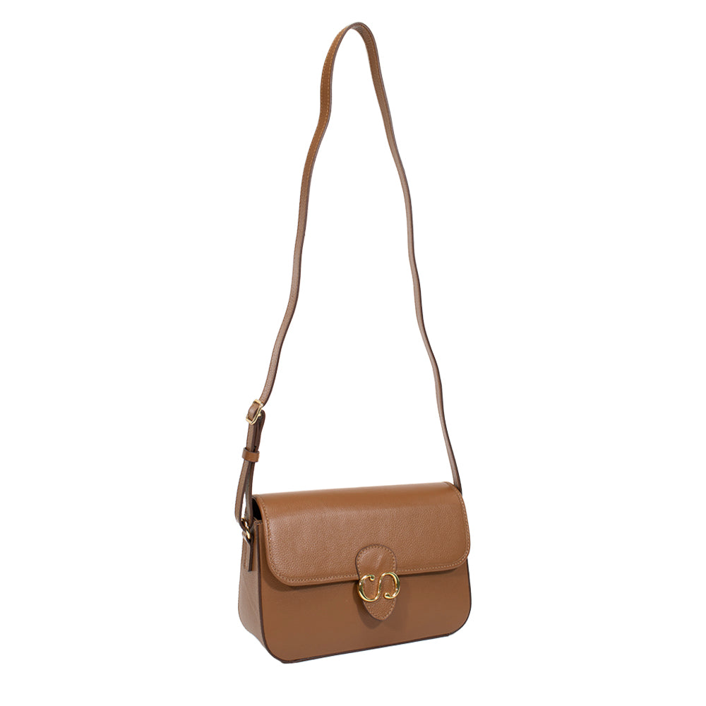 Combo: 01 Bolsa de Couro Tiracolo Emily - Nocciola + Carteira Exclusiva