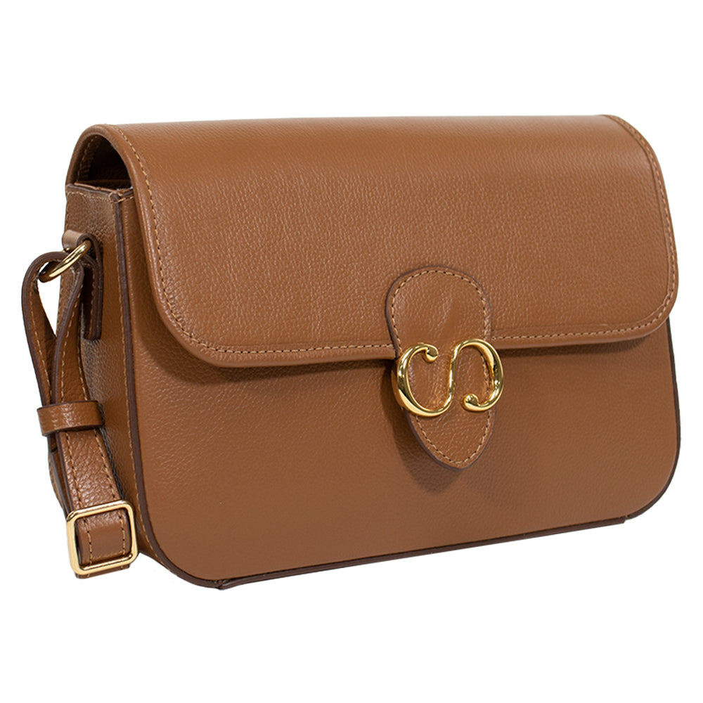 Combo: 01 Bolsa de Couro Tiracolo Emily - Nocciola + Carteira Exclusiva