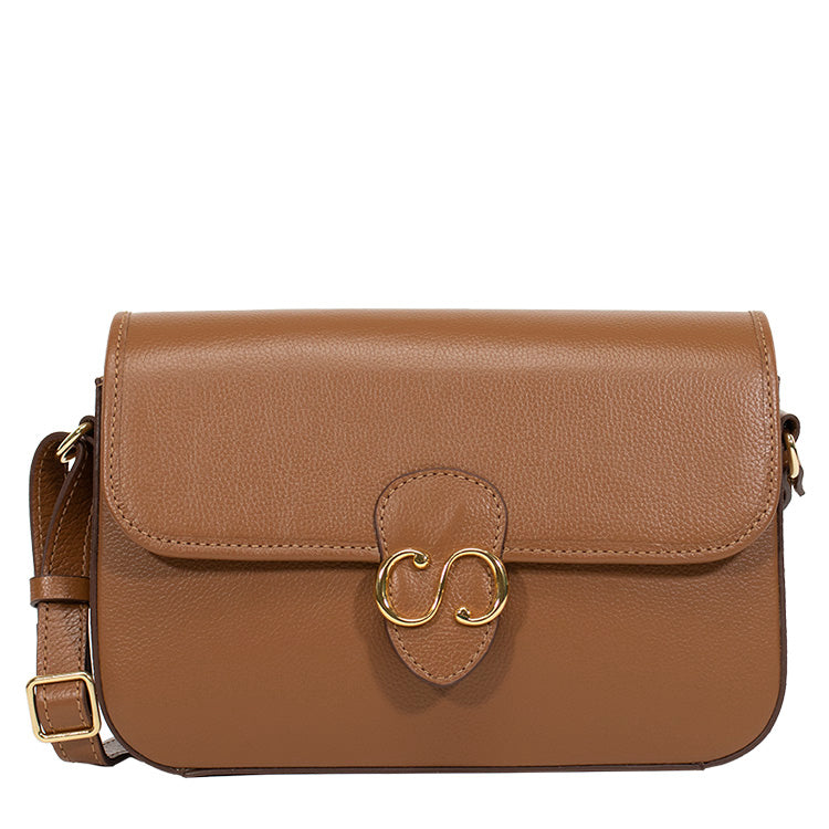 Combo: 01 Bolsa de Couro Tiracolo Emily - Nocciola + Carteira Exclusiva