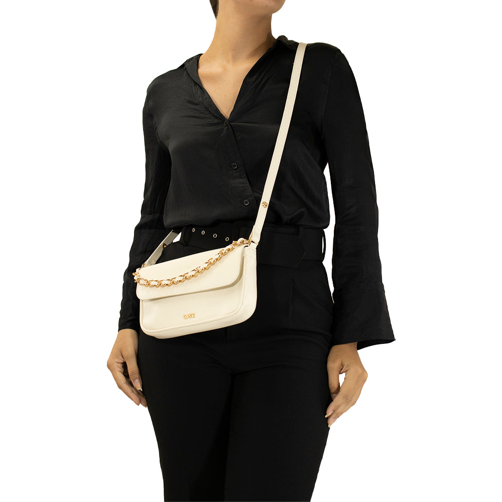 Bolsa de Couro Tiracolo Bag Julia - Off White