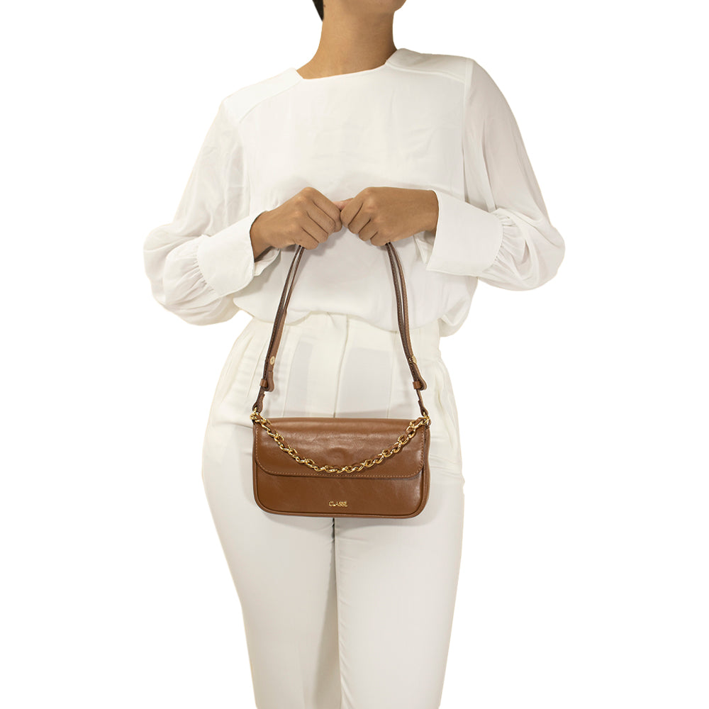 Bolsa de Couro Tiracolo Bag Julia - Nocciola