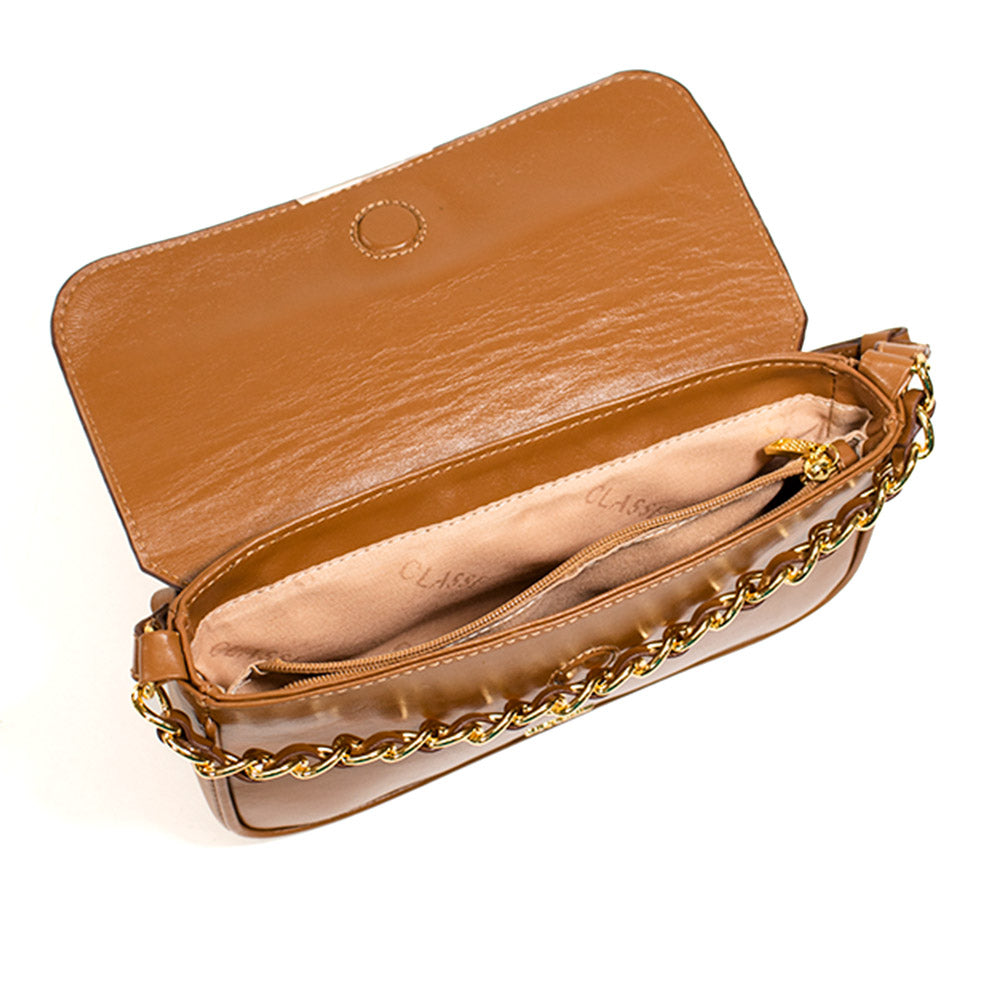 Bolsa de Couro Tiracolo Bag Julia - Nocciola