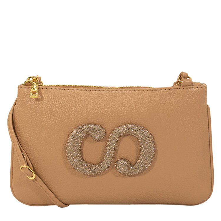 Bolsa de Couro Crossbody Glam - Tan