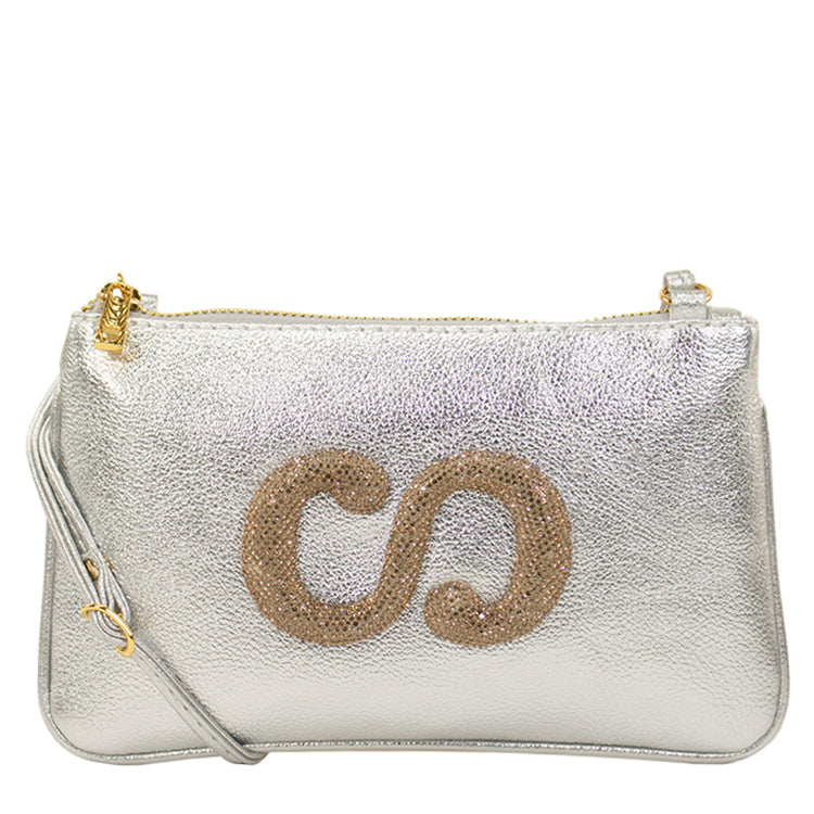 Bolsa de Couro Crossbody Glam - Prata