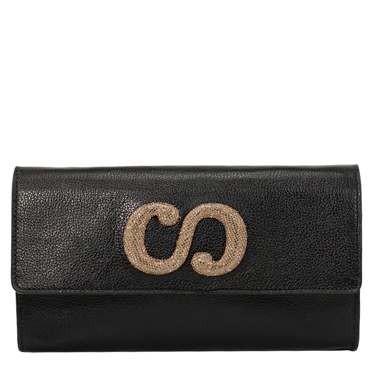 Bolsa de Couro Tiracolo Glam - Preto