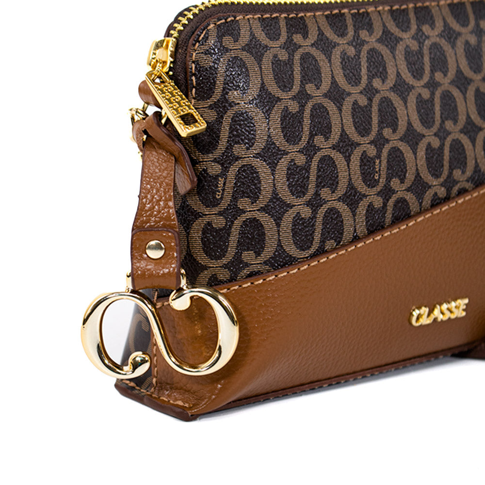 Bolsa Crossbody Maitê Canvas - Marrom/Nocciola